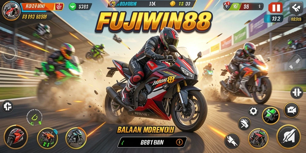 Tangkapan layar dari gameplay balapan motor yang seru.