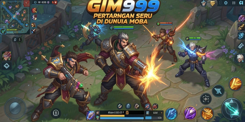 GIM999 menampilkan aksi pertarungan seru di medan perang MOBA.