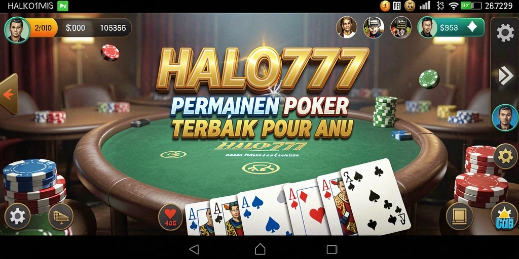 Gambaran gameplay seru HALO777 dengan pemain berinteraksi di meja Poker.
