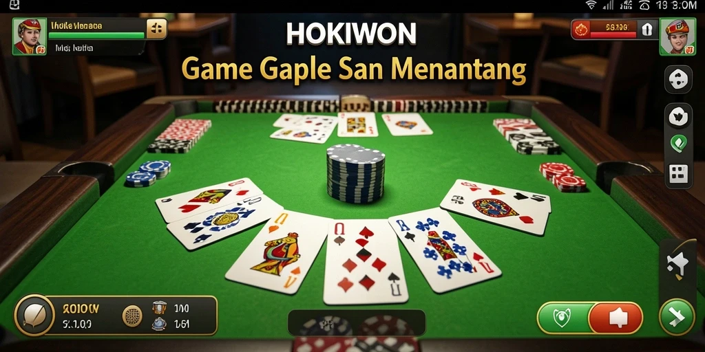 Screenshot HOKIWON menampilkan gameplay Gaple yang dinamis dan seru.