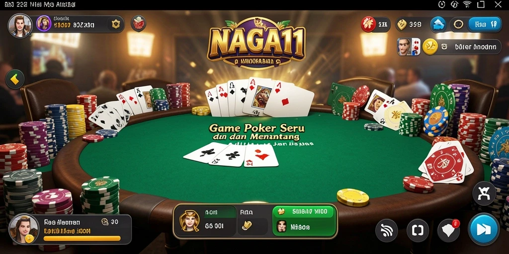 Tampilan gameplay menegangkan NAGA11 saat bermain poker online.