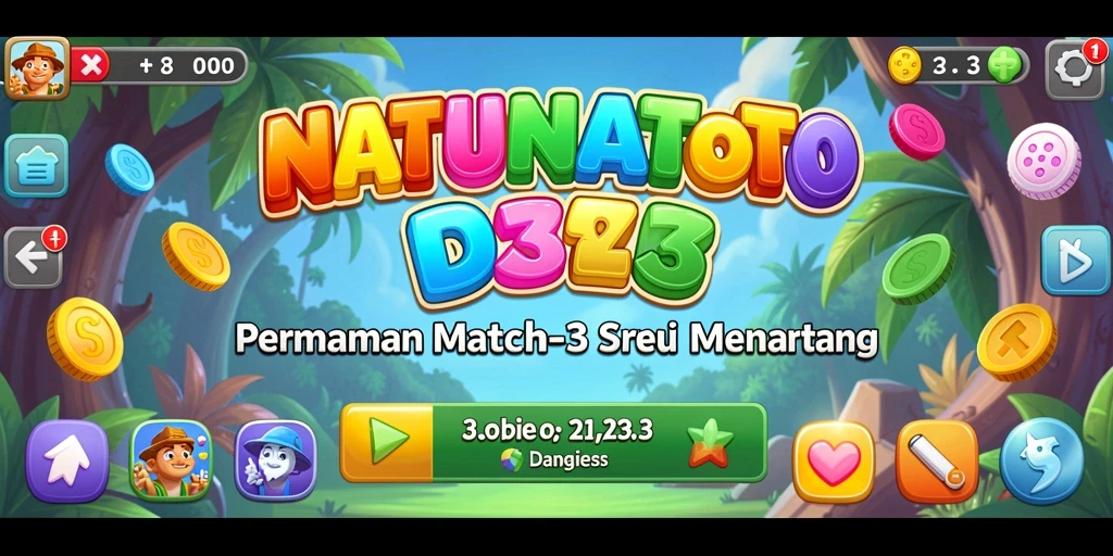 Tangkapan layar gameplay NATUNATOTO dengan kombinasi batu warna-warni.