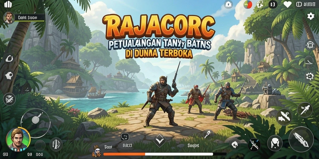 Screenshot menunjukkan gameplay yang menakjubkan di dunia terbuka RAJACORC.