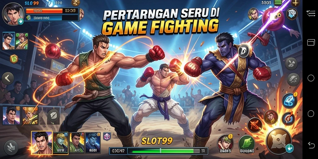 Tampilan gameplay SLOT99 yang penuh aksi dan pertarungan seru.