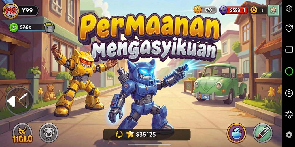 Screenshot gameplay Y89 menampilkan suasana dan interaksi karakter yang lucu dalam permainan Idle.